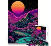 Rompecabezas Vaporwave de Paisaje de montaña neón para Adolescentes, 1000 Piezas, Juguete de lógica sólida, diversión Relajante, Corte de precisión, Regalo conmovedor (50x75cm)