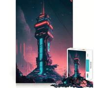 Rompecabezas Vaporwave Lighthouse para Adolescentes,1000 Piezas,Juego de Memoria Mental,Cierre Seguro,sin Piezas Sueltas,Ideal para Viajar, ejercitar la Mente (38x26cm)