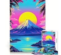 Rompecabezas Vaporwave Paisaje de Montaña con Palmeras para Adultos 1000 Piezas Pensamiento Estratégico Pasatiempo Relajante Ajuste Preciso Regalo Navideño (38x26cm)