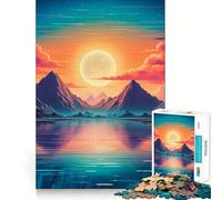 Rompecabezas Vaporwave Sunset 1000 Juego de Memoria Mental de Alta precisión para Cortar,Manualidades interactivas,desafío Cerebral para el hogar (38x26cm)