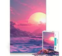 Rompecabezas Vaporwave Sunset de 1000 Piezas,Juego cognitivo Divertido,Troquelado de Alta precisión, aliviar el estrés (38x26cm)