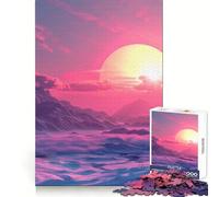 Rompecabezas Vaporwave Sunset de 1000 Piezas para Adolescentes Estimulación cognitiva Relajación Informal Corte preciso Regalo Ideal (50x75cm)