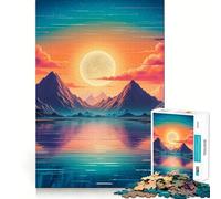 Rompecabezas Vaporwave Sunset de 1000 Piezas para Adolescentes Juego para estimular la Mente Montaje Firme y Seguro Actividad Nocturna Divertida para Toda la Familia (38x52cm)