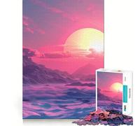 Rompecabezas Vaporwave Sunset de 1000 Piezas para Adultos,Rompecabezas de lógica,Corte de precisión,Bordes Suaves, reuniones Familiares (38x52cm)