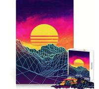 Rompecabezas Vaporwave Sunset Rocks de 1000 Piezas para Adolescentes Claridad Mental, distracción Suave, Cierre (38x26cm)