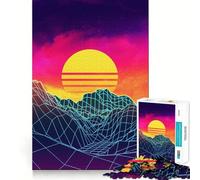 Rompecabezas Vaporwave Sunset Rocks de 1000 Piezas para Adolescentes Estimula la Mente Diversión sin Espacios Ajuste Ocio cautivador para Disfrutar en casa (38x52cm)