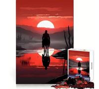 Rompecabezas Vaquero Rojo en el Desierto de 1000 Piezas para Adolescentes Fortalece la Memoria Divertido y Relajante Bordes Lisos Lista de Deseos de Papá Noel (38x52cm)