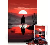 Rompecabezas Vaquero Rojo en el Desierto de 1000 Piezas para Adultos Juguete Intelectual para Relajarse y calmar Corte preciso Artículo de Santa Claus (38x26cm)