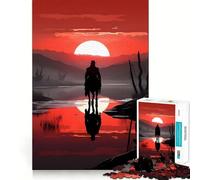 Rompecabezas Vaquero Rojo en el Desierto de 1000 Piezas para Adultos Juguete Intelectual para Relajarse y calmar Corte preciso Artículo de Santa Claus (38x26cm)