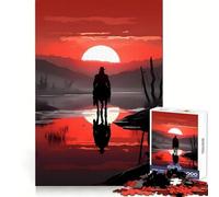 Rompecabezas Vaquero Rojo en el Desierto para Adultos, 1000 Piezas, Juego Inteligente, Divertido y Relajante, Ideal para armar, (50x75cm)