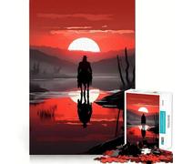 Rompecabezas Vaquero Rojo en el Desierto para Adultos, 1000 Piezas, Juego Inteligente, Divertido y Relajante, Ideal para armar, (50x75cm)
