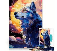 Rompecabezas Vectorial de Lobo,1000 Piezas,Juego de Memoria Cerebral, Corte láser,Actividad Absorbente para Noches tranquilas (38x52cm)