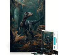 Rompecabezas Velociraptor en la Selva para Adultos,1000 Piezas,Juego de Memoria,Ensamblaje Firme y Seguro,Juego de Construcción de Conexiones Significativas (38x52cm)