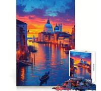 Rompecabezas Venecia al Atardecer en góndola para Adultos, 1000 Piezas, estimulación cognitiva, Actividad de Ocio, tamaño, Bonito Regalo (38x52cm)