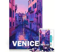Rompecabezas Venecia Estética Ciudad Adultos 1000 Piezas Juego de Diversión Mental Tecnología Avanzada de Corte Láser Desafío Divertido para Pasar el Tiempo (38x52cm)