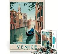 Rompecabezas Venecia Italia Travel Cityscape para Adolescentes 1000 Piezas Juego de Memoria Divertido Superficie Lisa sin Rebabas Regalo de cumpleaños Juguete para ejercitar la Mente (38x52cm)