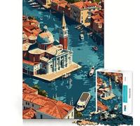 Rompecabezas Venecia Vista Desde Arriba para Adultos,1000 Piezas,Juego de Memoria Cerebral,Corte láser para un Ajuste Perfecto, aliviar el estrés (50x75cm)