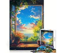 Rompecabezas Ventana al Amanecer de 1000 Piezas para Adolescentes Actividad Cerebral con Rompecabezas Tiempo Bien invertido Bordes limpios (38x52cm)