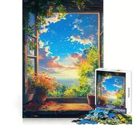 Rompecabezas Ventana al Amanecer para Adultos, 1000 Piezas, Creativo, Pensamiento, Alivio del Estrés, Divertido, Bordes Precisos, Regalo Navideño (50x75cm)
