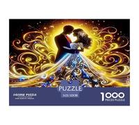 Rompecabezas Vestido Belleza 1000 Piezas Papel Reciclado, Pareja Bailando Vestido Filigrana Dorado, 52x38cm