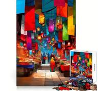 Rompecabezas Vibrant Market Street de 1000 Piezas para Adultos Mente ágil, fácil de Disfrutar Ajuste Firme Regalo Festivo (38x52cm)