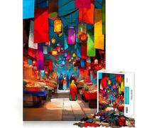 Rompecabezas Vibrant Market Street para Adultos,1000 Piezas,Juego Think Boost,Estructura de Encaje precisa,fácil de Aprender,diversión para Toda la Familia (38x26cm)