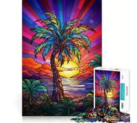 Rompecabezas Vibrante de Palmeras Tropicales para Adultos,1000 Piezas,Juego de Memoria,Ajuste Firme,Montaje Seguro,Juego de construcción de Conexiones significativas (50x75cm)