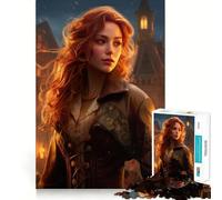 Rompecabezas Victoriano Steampunk de Pelirroja de 1000 Piezas para Adolescentes Juguete para desarrollar la lógica y el Sentido común Pasatiempo Relajante Bordes Lisos Regalo Premium (38x52cm)