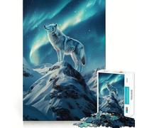 Rompecabezas Vigilia de la Aurora Boreal de Wolfs 1000 Piezas Juego de Habilidad Mental Ajuste Estable sin Piezas Que se muevan pasatiempo Agradable para Fines de Semana Largos (50x75cm)