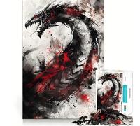 Rompecabezas Viking Dragon Nidhogg de 1000 Piezas Juego de concentración Mental Corte de precisión Bordes Lisos Actividad Absorbente para Noches tranquilas (38x26cm)