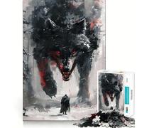Rompecabezas Viking Fenrir Wolf de 1000 Piezas Diversión para ejercitar la Mente Componentes Resistentes y de Corte Limpio Un Entretenimiento cautivador para Disfrutar en casa (38x52cm)