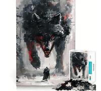 Rompecabezas Viking Fenrir Wolf de 1000 Piezas para Adolescentes Diversión,tamaño Uniforme,Piezas precisas Actividad Relajante para Grupos en Interiores (50x75cm)
