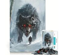 Rompecabezas Viking Fenrir Wolf de 1000 Piezas para Adolescentes Juego Divertido con Encaje, Huecos Actividad Nocturna para Toda la Familia (50x75cm)