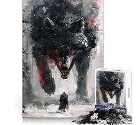 Rompecabezas Viking Fenrir Wolf de 1000 Piezas para Adolescentes: práctica de razonamiento, recreación Tranquila, Bordes, Regalo Original (38x26cm)