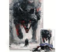 Rompecabezas Viking Fenrir Wolf de 1000 Piezas para Adultos Diversión Intelectual y Relajante Regalo Ideal para Las Fiestas (38x52cm)