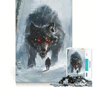 Rompecabezas Viking Fenrir Wolf para Adolescentes,1000 Piezas,Mejora la Capacidad Mental,Juego,tamaño Uniforme,Piezas precisas,diversión Familiar,Actividad Nocturna (38x26cm)