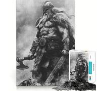 Rompecabezas Vikingo con Hacha y Espada de 1000 Piezas para Adultos Recall Fun Play Ensamblaje Firme y Seguro Actividad Nocturna para Toda la Familia (38x52cm)