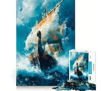 Rompecabezas Vikingos Navegando para Adultos,1000 Piezas,Entrenamiento Mental,Piezas sin Rebabas,Corte Limpio,Actividad Conmovedora para Reuniones (38x52cm)