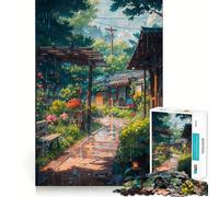 Rompecabezas Village Rain 1000,Juego de Memoria Mental,Manualidades de Corte de Alta precisión,desafío Cerebral Interactivo para el hogar (50x75cm)