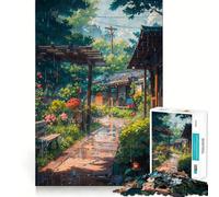 Rompecabezas Village Rain de 1000 Piezas Diversión para ejercitar la Memoria Bordes Lisos Encaja Perfectamente Una Forma Divertida de llenar los ratos Libres (38x26cm)