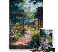 Rompecabezas Village Rain de 1000 Piezas para Adultos Mejora la Memoria Tiempo Bien invertido Corte de Calidad (38x26cm)