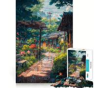 Rompecabezas Village Rain para Adolescentes,1000 Piezas,diversión Estimulante,componentes Resistentes y de Corte Limpio,Actividad para Compartir en Familia (38x52cm)