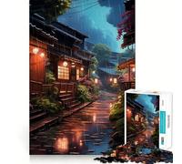 Rompecabezas Village Rain Street de 1000 Piezas,Juguete Creativo para desarrollar la Habilidad,componentes Resistentes y de Corte Limpio,Ideal para Viajar,Juego Mental,Regalo (38x52cm)