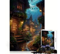 Rompecabezas Village Rain Street de 1000 Piezas para Adolescentes Claridad Mental, distracción Suave, Cierre (38x52cm)
