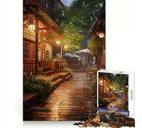 Rompecabezas Village Rain Street de 1000 Piezas para Adolescentes Diseño nítido y Relajante Corte Uniforme Regalo Ideal de Navidad (38x52cm)