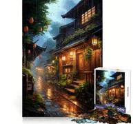 Rompecabezas Village Rain Street de 1000 Piezas para Adolescentes: fortalecimiento Cerebral, Escape pacífico, Encaje Firme, Navidad Alegre (50x75cm)