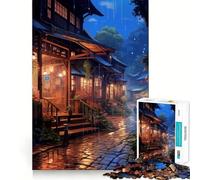 Rompecabezas Village Rain Street de 1000 Piezas para Adolescentes,Juego para estimular la Mente,Montaje Firme y Seguro,Actividad Divertida para Toda la Familia (38x52cm)