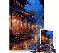 Rompecabezas Village Rain Street de 1000 Piezas para Adolescentes: Pensamiento estratégico, Escapada Serena, Diseño Limpio y reflexivo para Navidad (38x52cm)