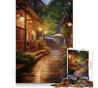 Rompecabezas Village Rain Street de 1000 Piezas para Adultos Diversión Intelectual y Relajante Regalo Ideal para Las Fiestas (50x75cm)