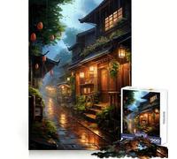 Rompecabezas Village Rain Street de 1000 Piezas para Adultos Regalo Ideal para desarrollar la Capacidad cognitiva y Relajarse Corte preciso Regalo Festivo (38x52cm)